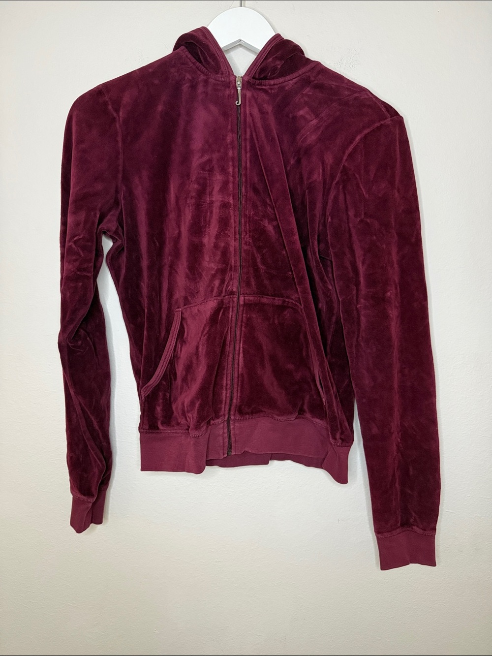 Juicy Couture Velour Zip Hoodie Jacket - Burgundy - [L-1196]